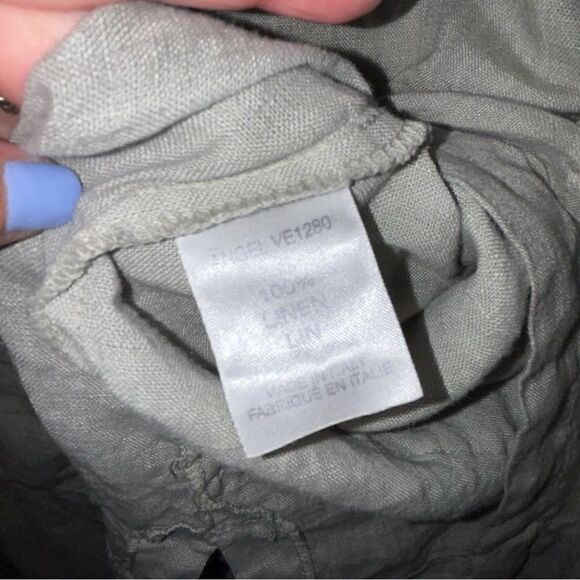 Lauren Vidal Linen Button Front Short Sleeve Hood Lagenlook Cardigan Top - Picture 6 of 7